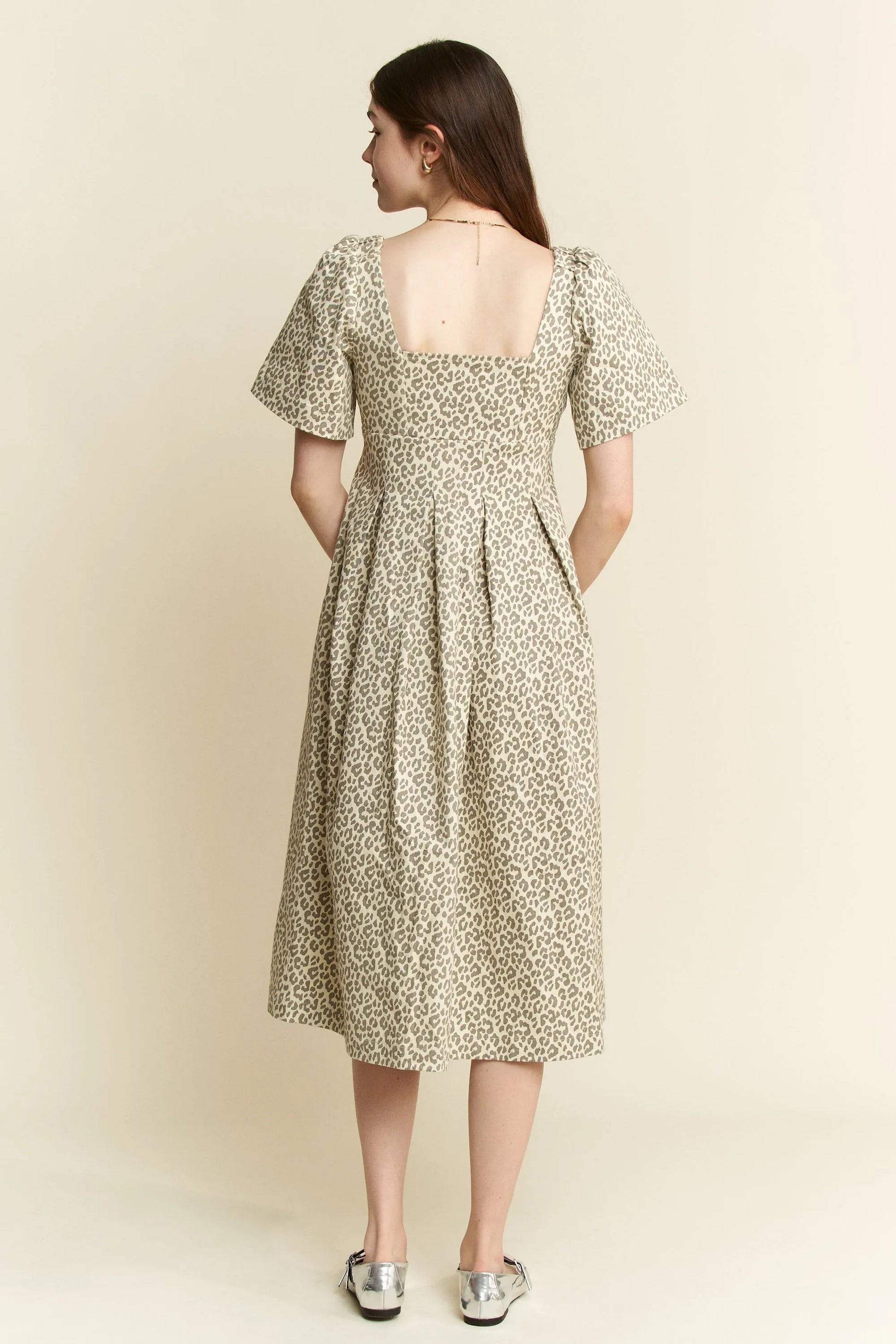 Jade By Jane Bell Sleeve Leopard Print Midi Dress