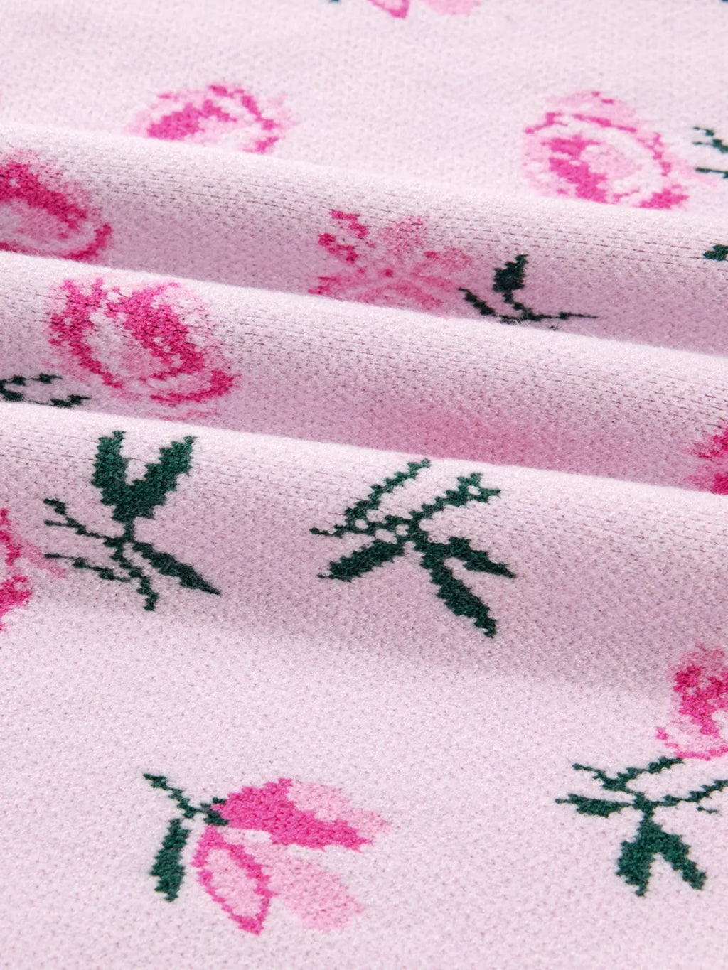 Floral Drop Shoulder Cropped Knit Sweater