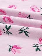 Floral Drop Shoulder Cropped Knit Sweater