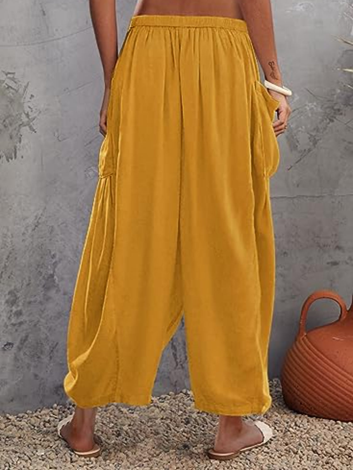 Full Size Wide Leg Pants with Pockets - Stylish & Comfortable Mustard
