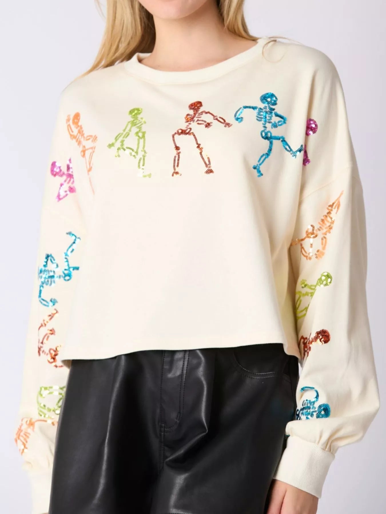 Sparkling Halloween Skeleton Sequin Sweatshirt