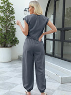 Relaxed Fit Two-Piece Lounge Set with Drawstring Pants