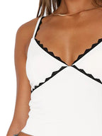 Romantic Lace Trim Contrast Cami