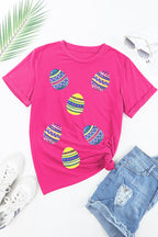 Sequin Easter Egg Short Sleeve T-Shirt - Festive & Stylish