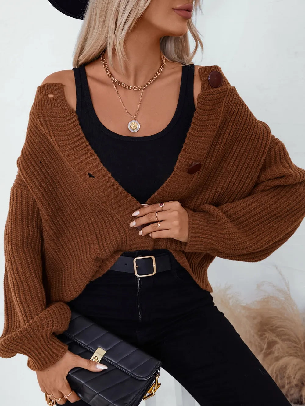 Classic Button Down Long Sleeve Knit Cardigan