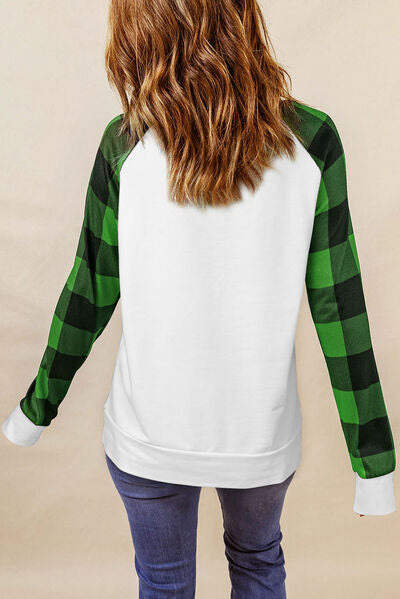 Comfortable Lucky Clover Round Neck Long Sleeve Tee