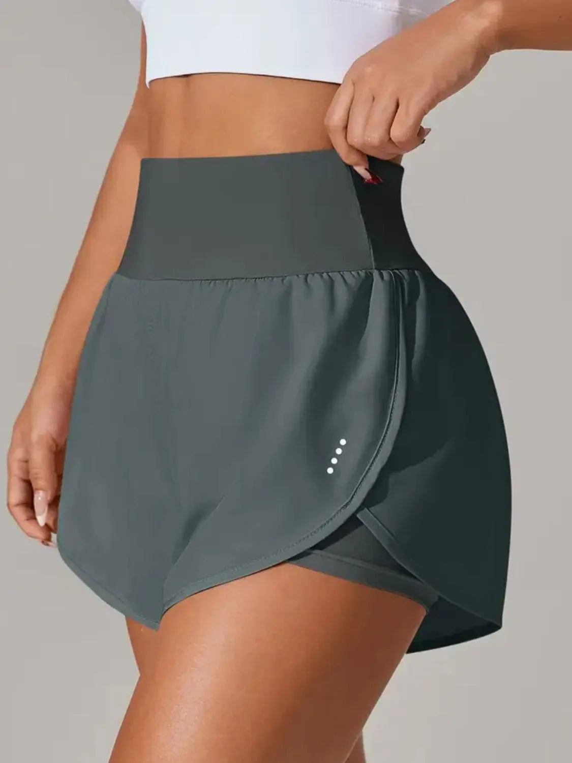 Pocketed Stretch High-Waist Shorts Dark Gray