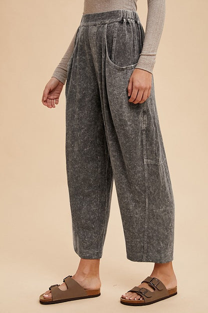 Annie Wear Mineral Washed Elastic Waist Linen Pants