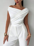 Asymmetrical Ruched Short Sleeve Top White