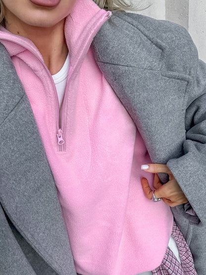 Casual Quarter Zip Long Sleeve Sweatshirt