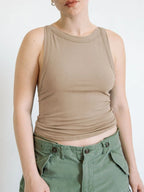 Asymmetrical Ribbed Back Crop Tank Top
