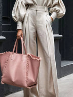 Elegant Lantern Sleeve Top & Wide-Leg Pant Co-Ord Set