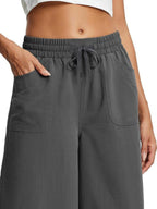 Cross Wide Leg Jeans with Pockets & Drawstring - Plus Size Available