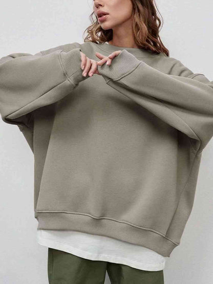 Oversized Round Neck Dropped Shoulder Sweatshirt