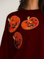 Sequin Halloween Pumpkin Round Neck Sweatshirt