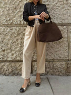 Snap-Down Cropped Bomber Jacket