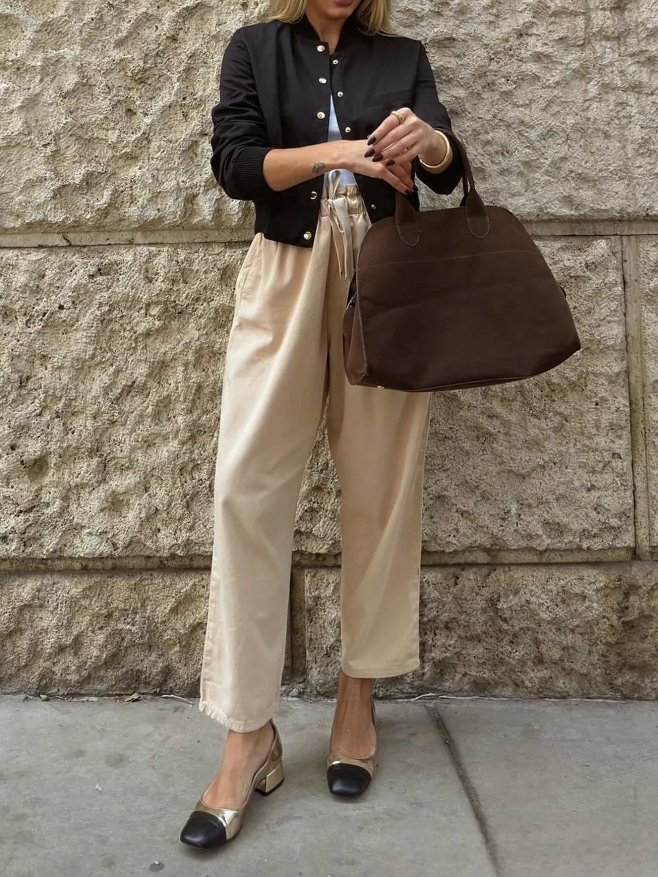 Snap-Down Cropped Bomber Jacket