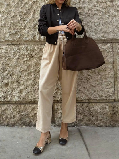 Snap-Down Cropped Bomber Jacket