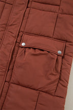 Pocketed Bubble-Texture Longline Winter Coat