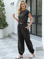 Relaxed Fit Two-Piece Lounge Set with Drawstring Pants
