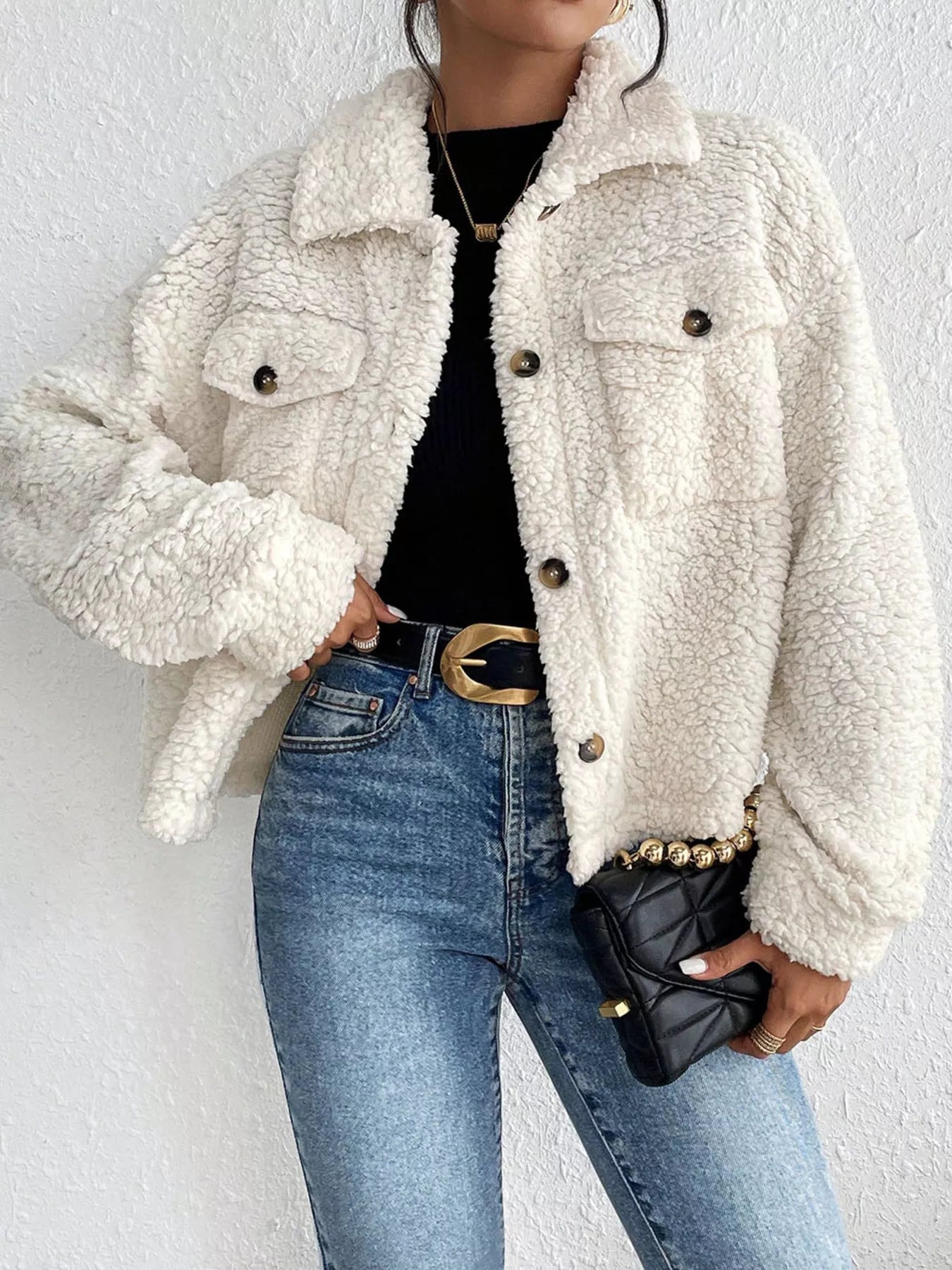 SnugNest Sherpa Button-Up Jacket