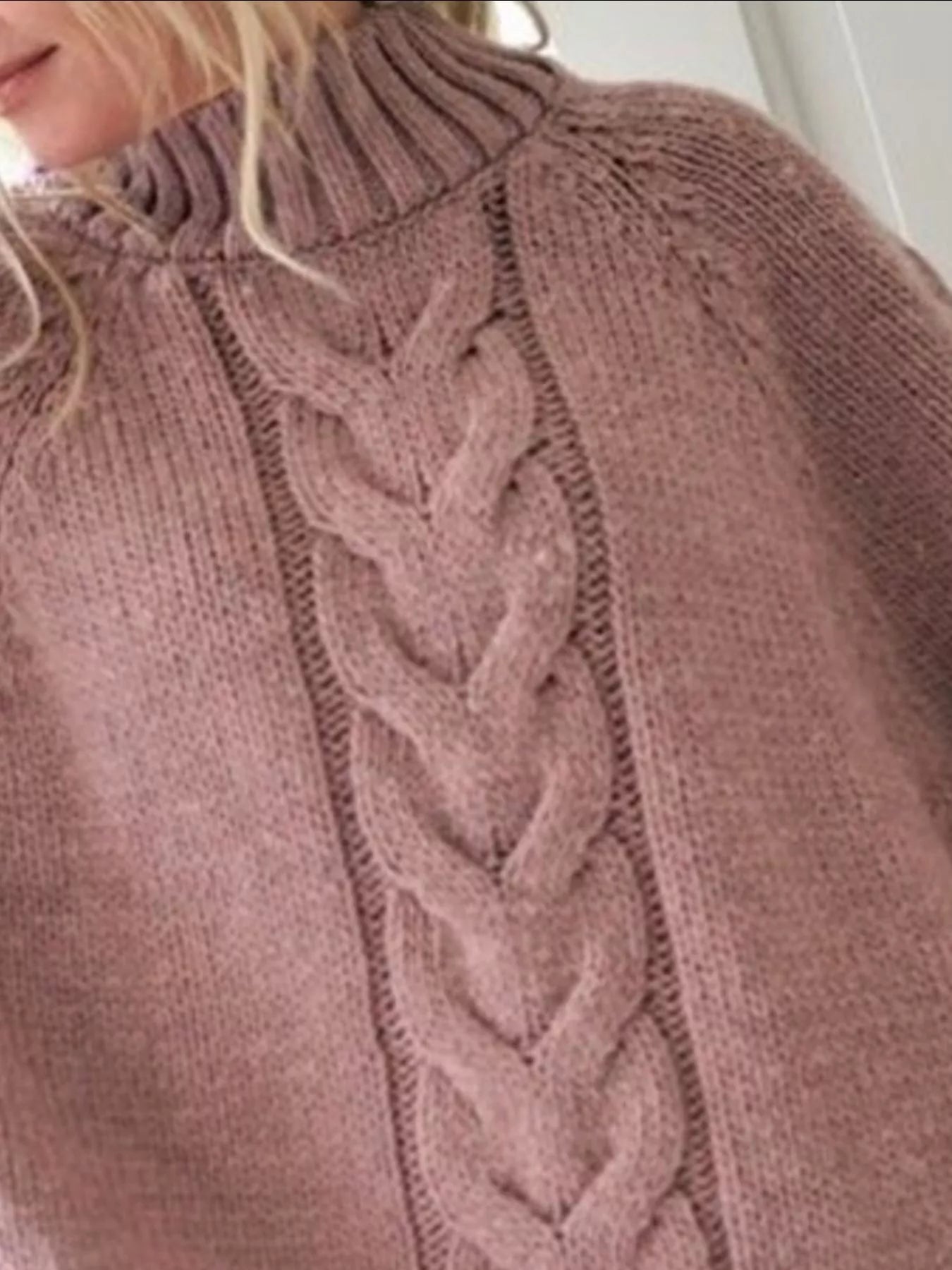 Full-Size Cable-Knit Long Sleeve Sweater (Plus Size)