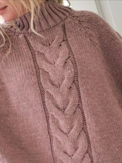 Full-Size Cable-Knit Long Sleeve Sweater (Plus Size)
