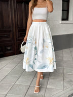 Petal Breeze Buttoned Midi Skirt