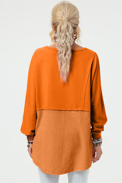 Chic Full-Size High-Low Long Sleeve Top