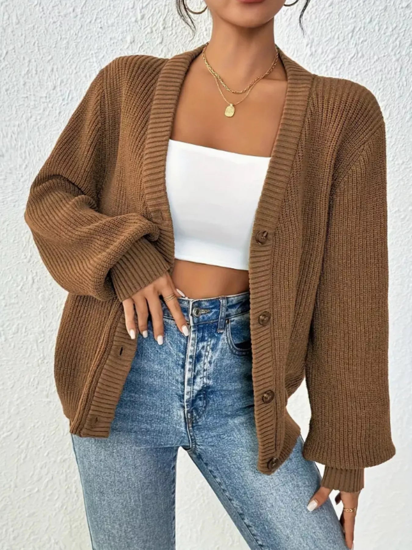 Cozy Chunky Knit Button-Front Cardigan