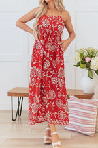 Floral Print Spaghetti Strap Empire Waist Maxi Dress
