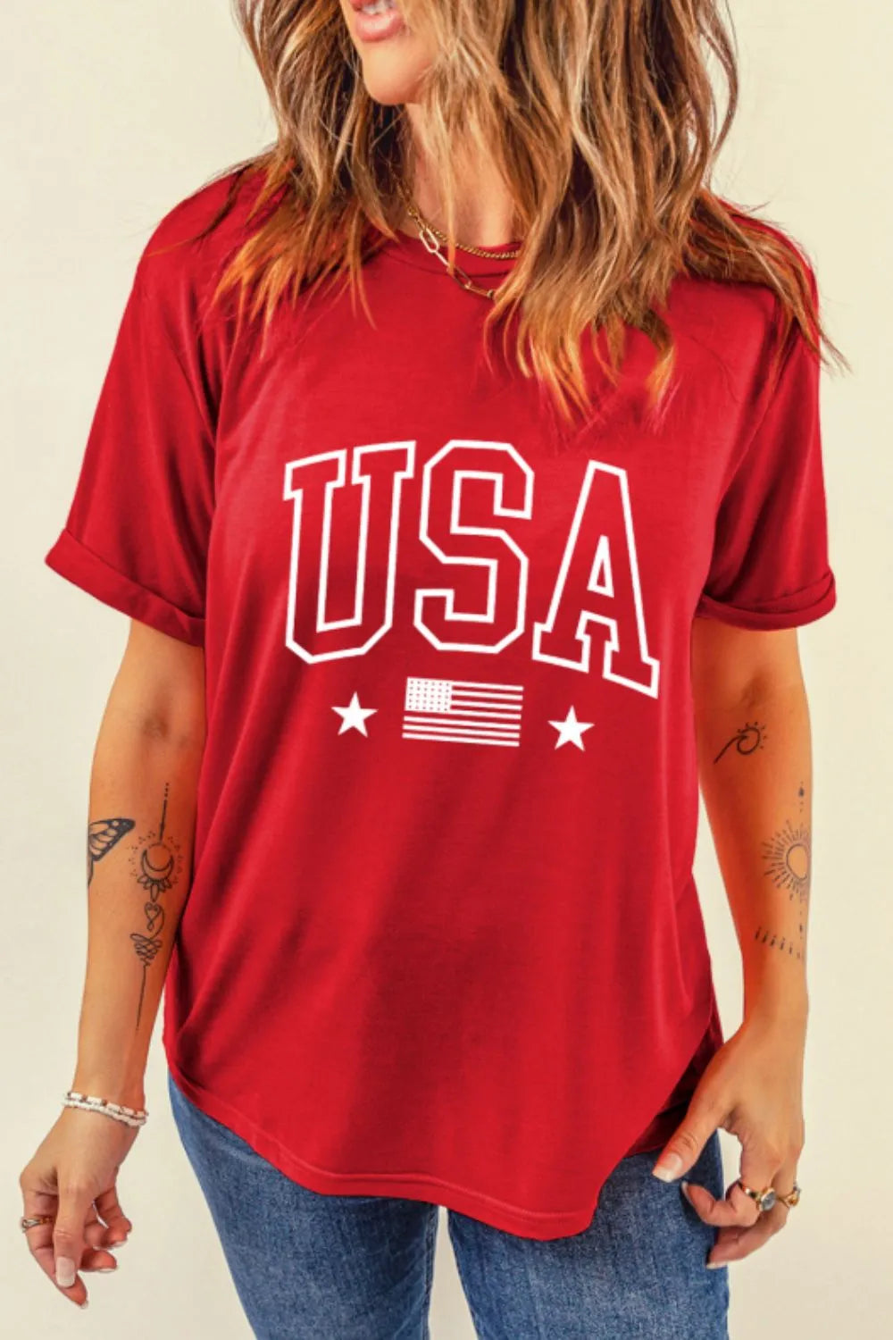 Classic USA Flag Crewneck T-Shirt - Patriotic & Timeless