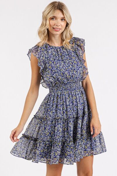 Mittoshop Ditsy Floral Ruffle Chiffon Mini Dress