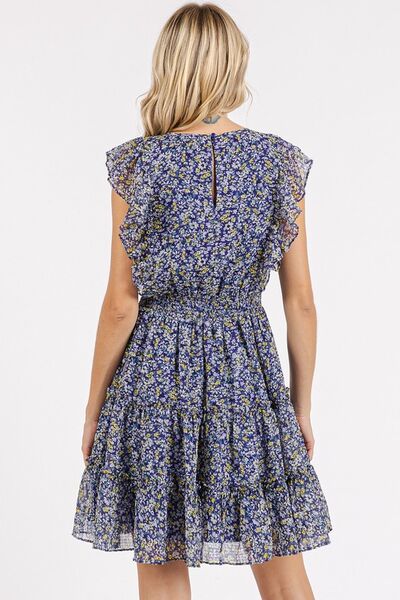 Mittoshop Ditsy Floral Ruffle Chiffon Mini Dress