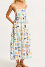 Summer Floral Print Tiered Maxi Cami Dress