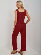 Square Neck Tank & Wide-Leg Pants Set - Chic & Versatile