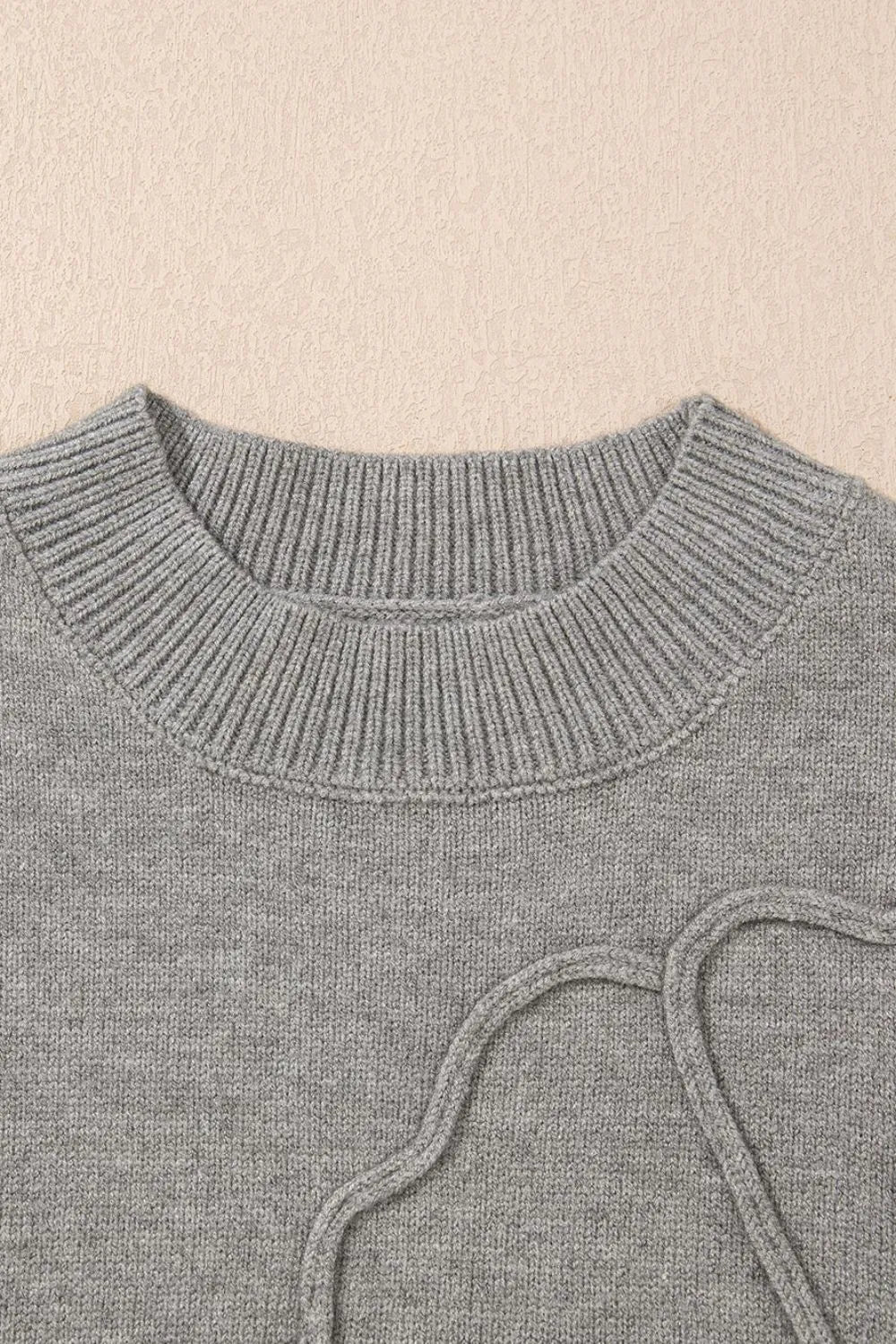 Flower Pattern Ribbed Trim Short Sleeve Boxy Sweater