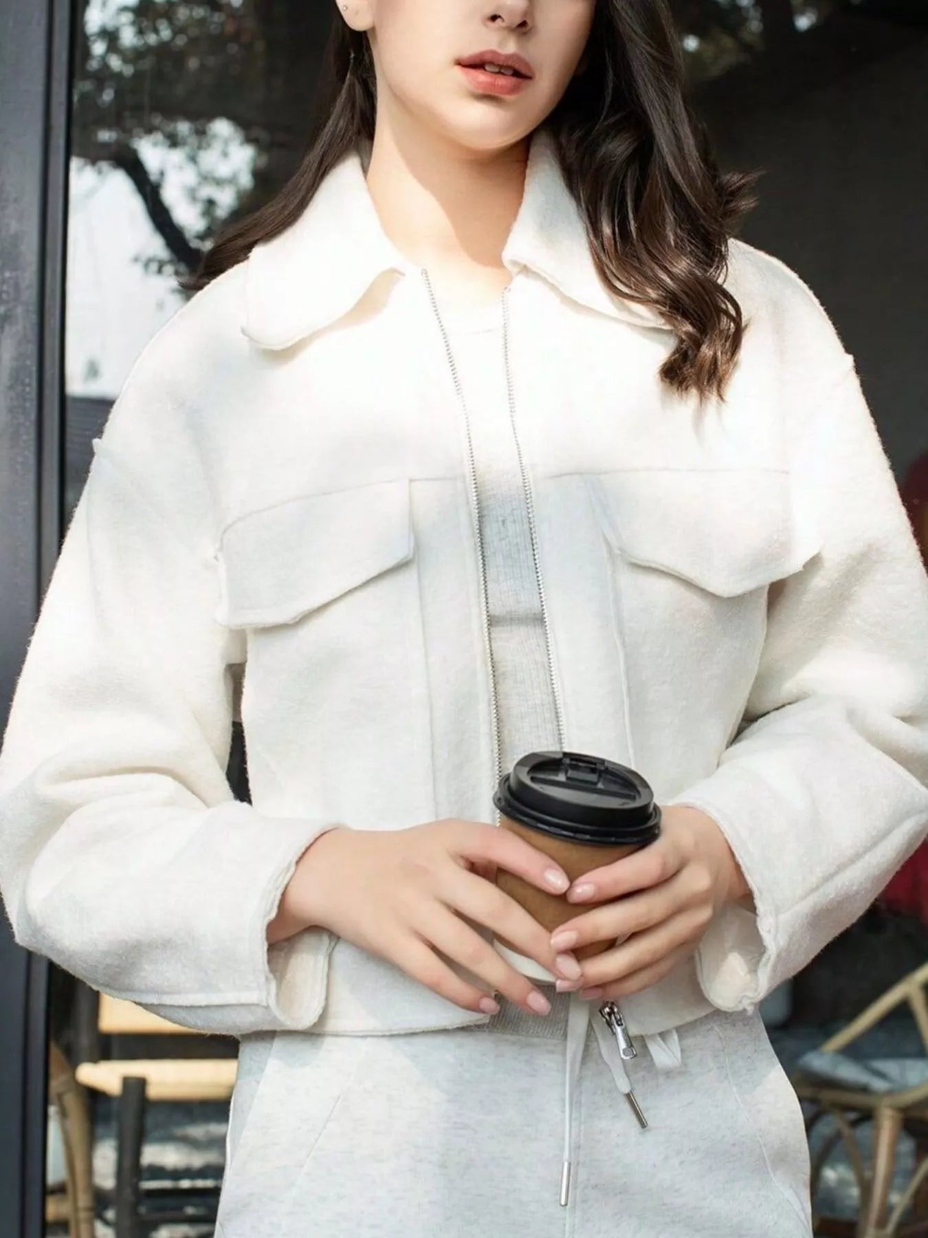 Zip-Up Cropped Utility Jacket