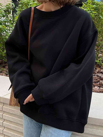 Oversized Round Neck Dropped Shoulder Sweatshirt