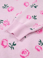 Floral Drop Shoulder Cropped Knit Sweater