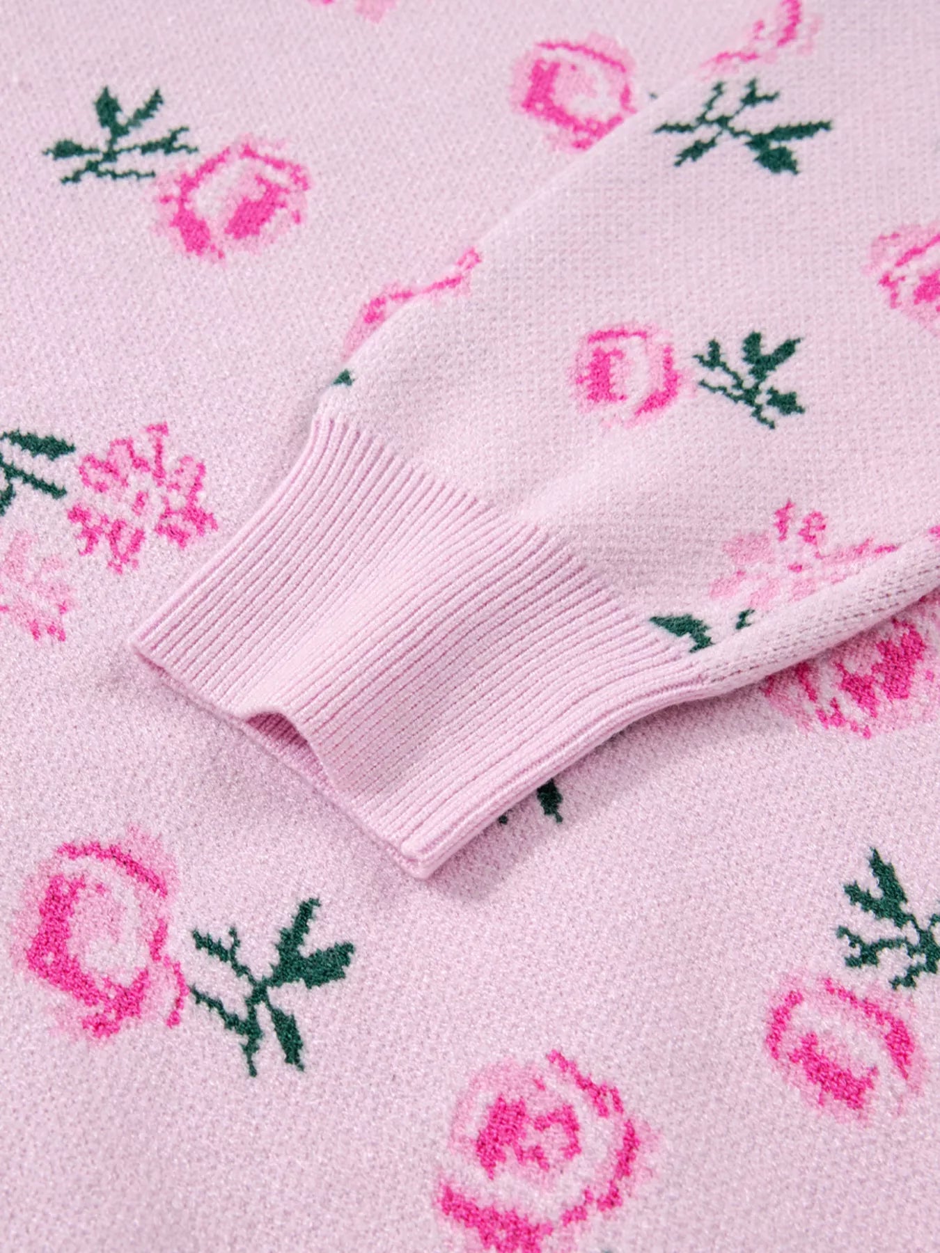 Floral Drop Shoulder Cropped Knit Sweater