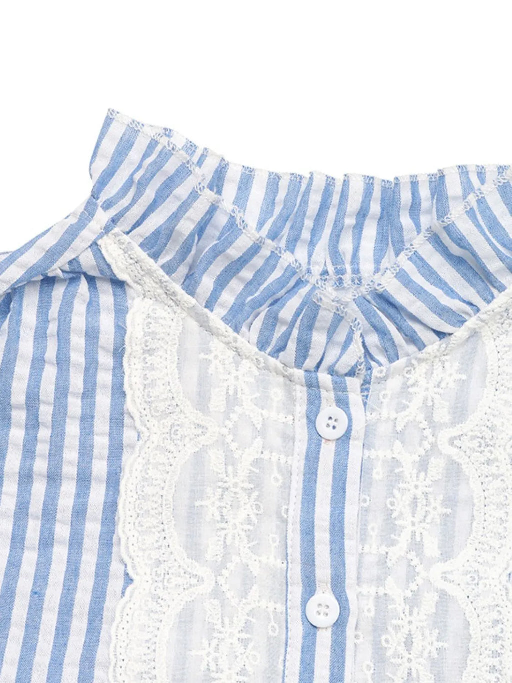 Lace Detail Button Down Cap Sleeve Shirt