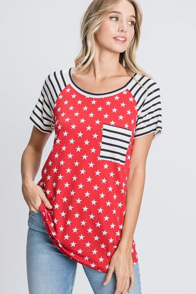 Heimish Plus Size Star & Striped Round Neck T-Shirt