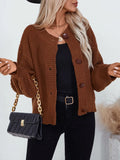 Classic Button Down Long Sleeve Knit Cardigan Brown
