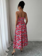 Floral Print Sweetheart Neckline Cami Maxi Dress
