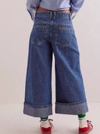 Wide-Leg Cropped Pocketed Jeans