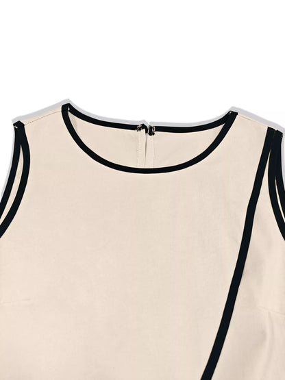 Contrast-Trim Top & Wide-Leg Pants Co-Ord Set