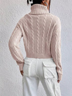 Cozy Cable-Knit Turtleneck Sweater with Long Sleeves