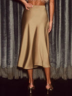 Elegant Satin Midi Skirt for Women