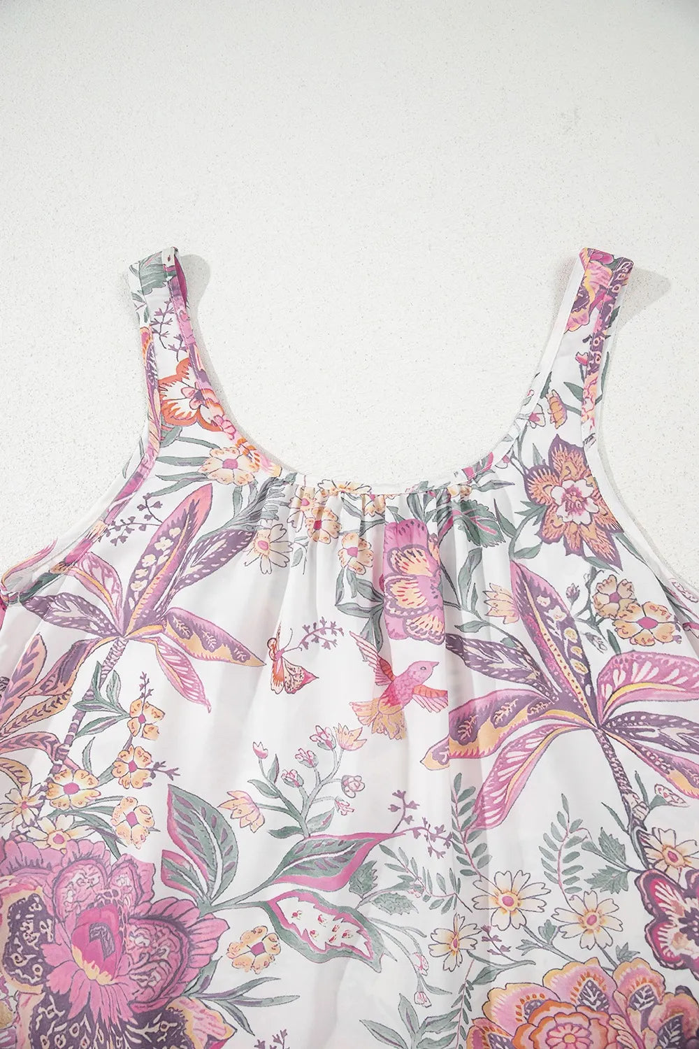 Floral Tie Neck Mini Dress - Sleeveless & Breezy